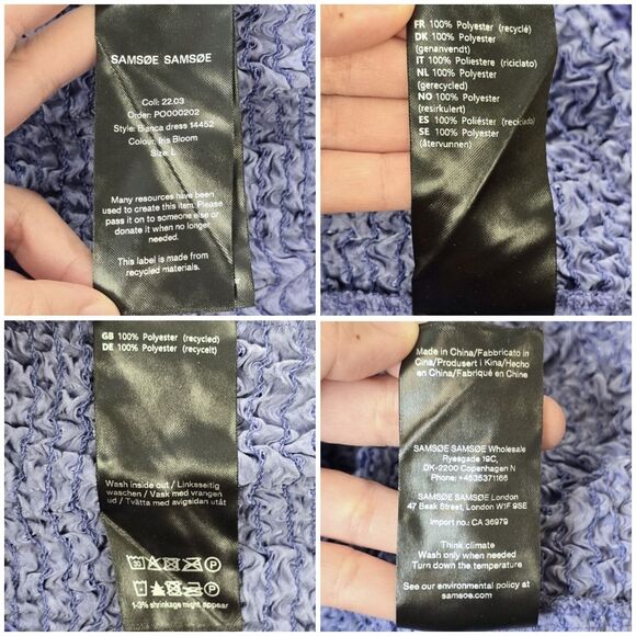 NWT Samsoe Samsoe Womens L Bianca Iris Bloom Crinkle Long Sleeve Mini Dress - Picture 14 of 15